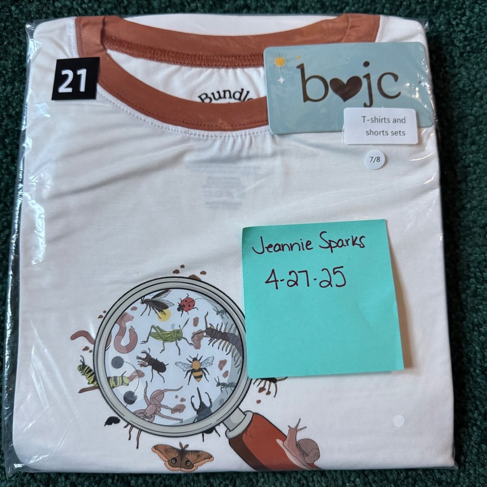 Bundle of Joy bamboo daywear shirt and short set,‎ bugs. Size 7/8